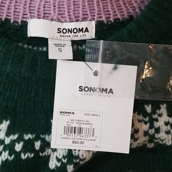 {Sonoma} Green Fairisle Pattern Pullover Sweater - Picture 7 of 7
